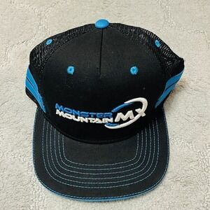 Monster Mountain MX Fuel Trucker Hat‎ Black Blue Mesh Snapback Mens